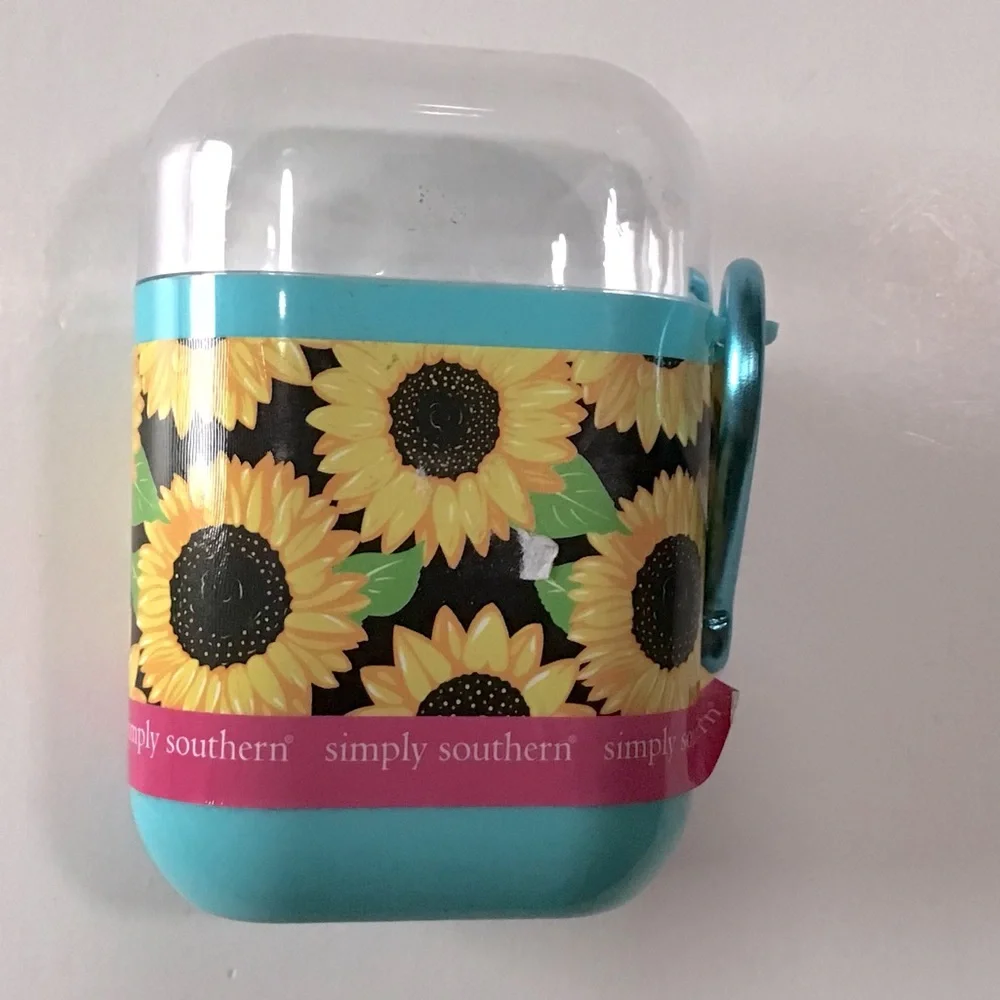 Simply Southern Travel Case for Reusable Straw Blue Clear Yellow Sunflowers